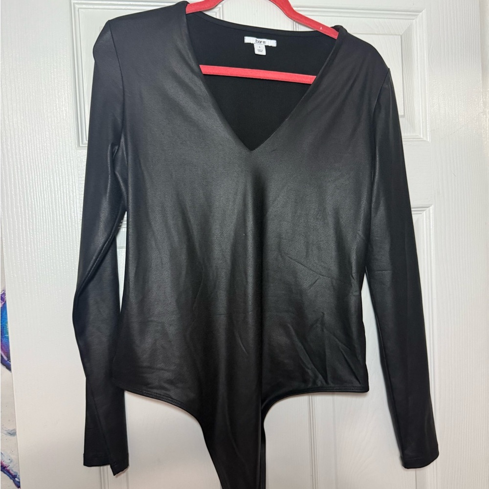Bar III Black V-Neck Long Sleeve Bodysuit